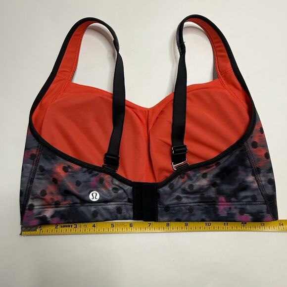 Lululemon Ta Ta Tamer III Sports Bra 36DD WBRP/ALRM Red/Gray/Purple Polka Dots - Picture 10 of 12
